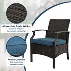 Ensemble de conversation de patio 5 pièces avec coussins, table basse et pouf