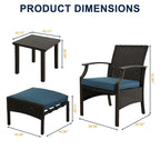Ensemble de conversation de patio 5 pièces avec coussins, table basse et pouf