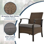 Ensemble de conversation de patio 5 pièces avec coussins, table basse et pouf