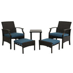 Ensemble de conversation de patio 5 pièces avec coussins, table basse et pouf