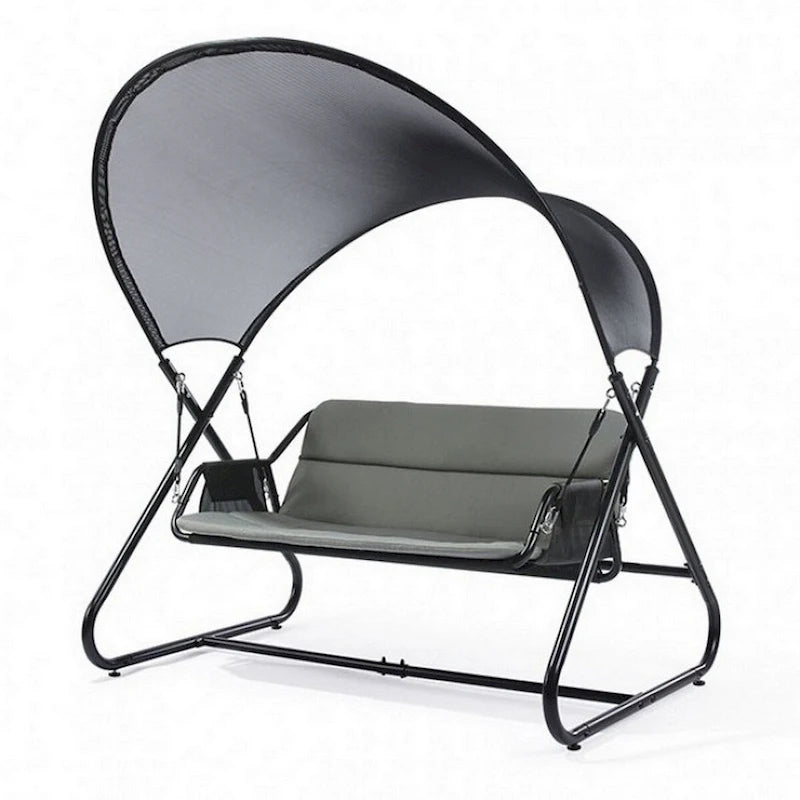 66 Inch Outdoor Swing Chair, Double Hanging, Sturdy Steel Frame, Black