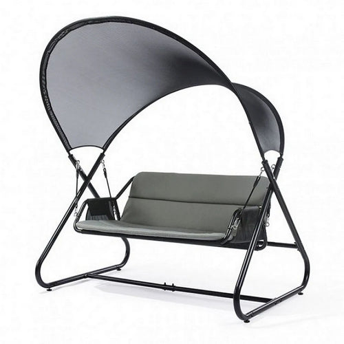 66 Inch Outdoor Swing Chair, Double Hanging, Sturdy Steel Frame, Black