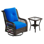 Fauteuil à bascule pivotant d'extérieur en rotin tressé avec éclairage LED et table d'appoint (1 place)