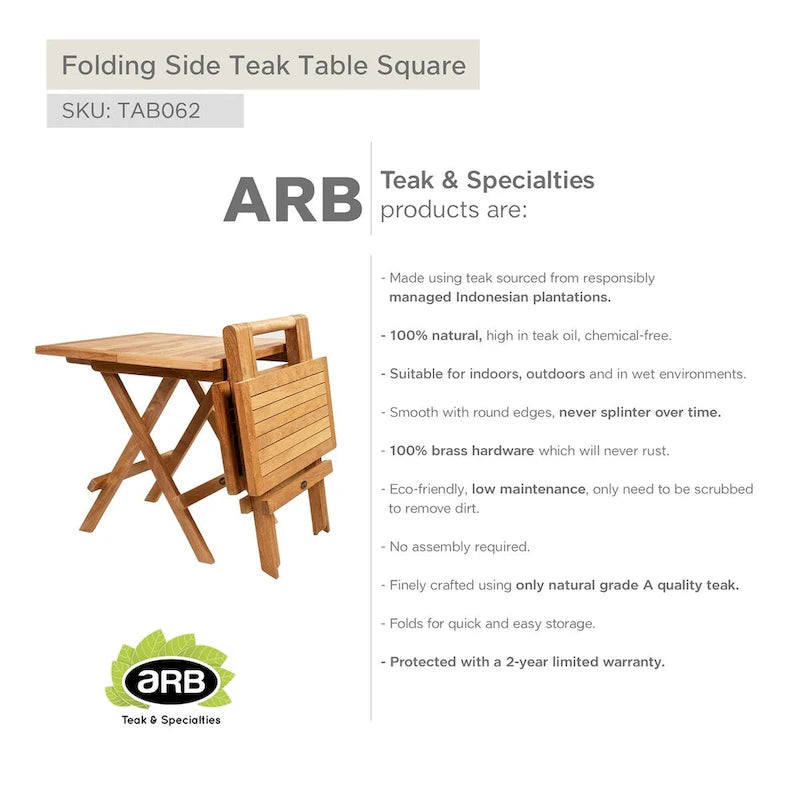 Table d'appoint pliante en teck - Carrée 20 (50 cm)