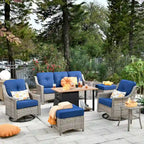 Ensemble de mobilier de patio extérieur XIZZI 7 pièces avec canapé de conversation et foyer