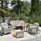 Ensemble de mobilier de patio extérieur XIZZI 7 pièces avec canapé de conversation et foyer