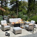 Ensemble de mobilier de patio extérieur XIZZI 7 pièces avec canapé de conversation et foyer