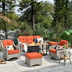 Ensemble de mobilier de patio extérieur XIZZI 7 pièces avec canapé de conversation et foyer