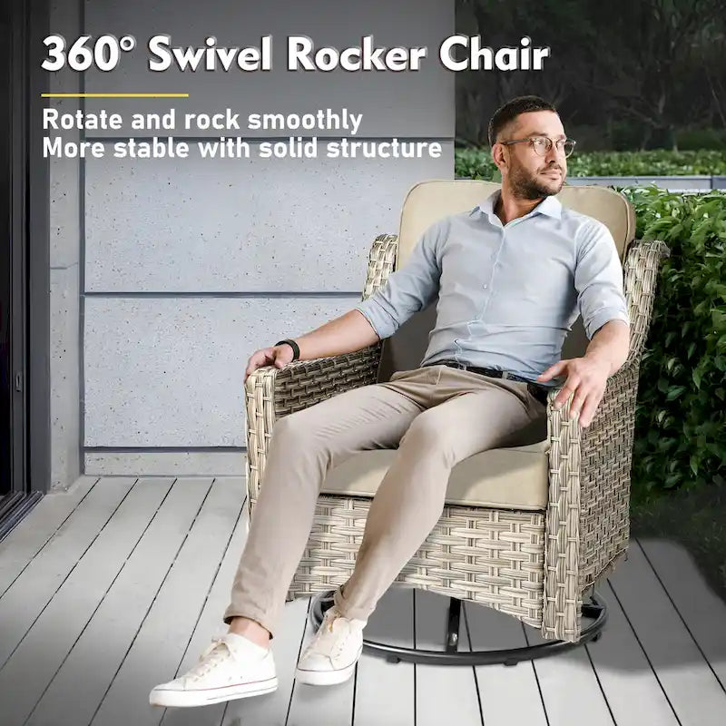 Ensemble de mobilier de patio extérieur XIZZI 7 pièces avec canapé de conversation et foyer