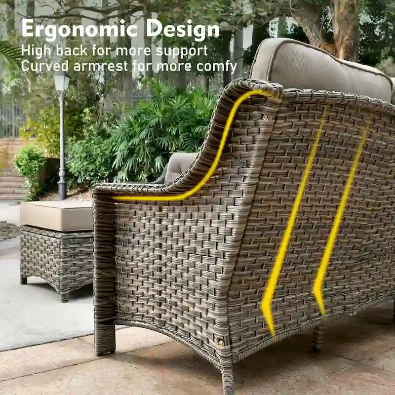 Ensemble de mobilier de patio extérieur XIZZI 7 pièces avec canapé de conversation et foyer