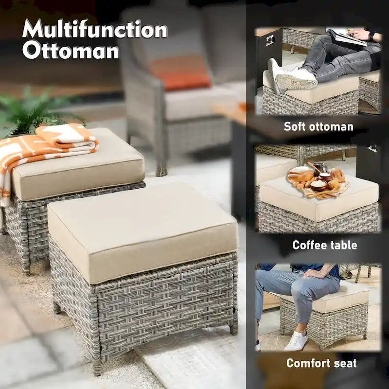 Ensemble de mobilier de patio extérieur XIZZI 7 pièces avec canapé de conversation et foyer