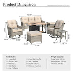 Ensemble de mobilier de patio extérieur XIZZI 7 pièces avec canapé de conversation et foyer