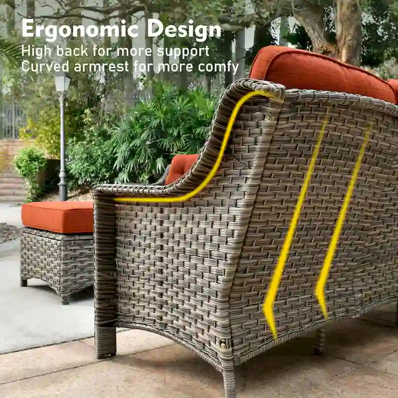 Ensemble de mobilier de patio extérieur XIZZI 7 pièces avec canapé de conversation et foyer
