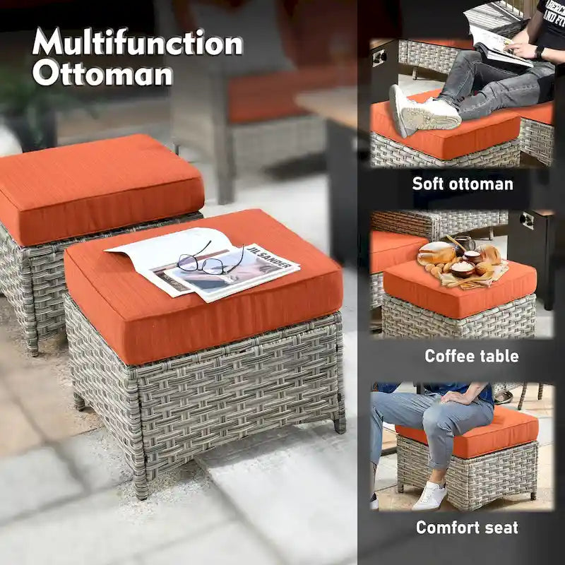Ensemble de mobilier de patio extérieur XIZZI 7 pièces avec canapé de conversation et foyer