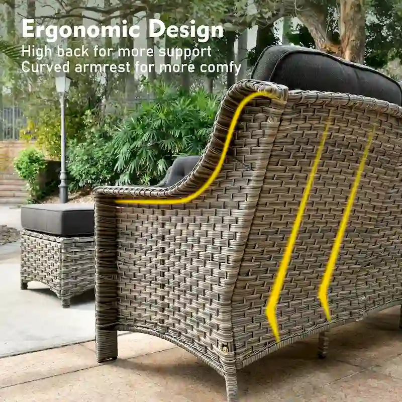 Ensemble de mobilier de patio extérieur XIZZI 7 pièces avec canapé de conversation et foyer