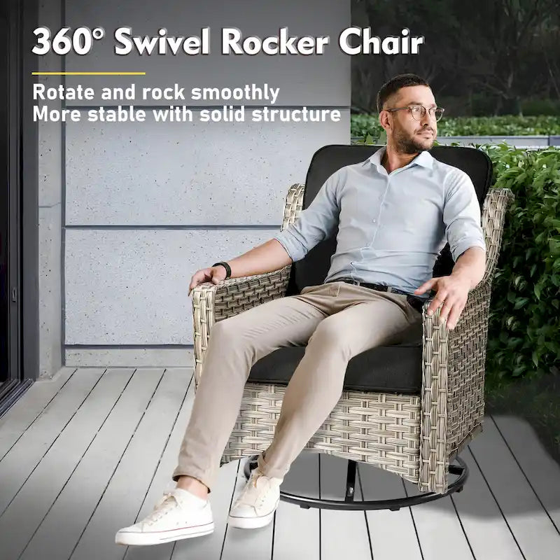 Ensemble de mobilier de patio extérieur XIZZI 7 pièces avec canapé de conversation et foyer
