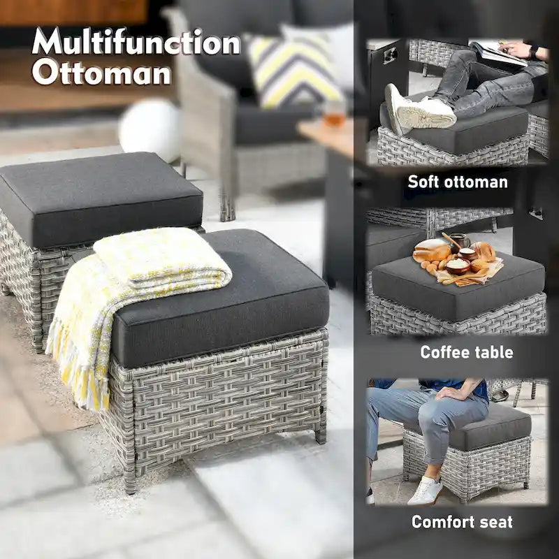 Ensemble de mobilier de patio extérieur XIZZI 7 pièces avec canapé de conversation et foyer