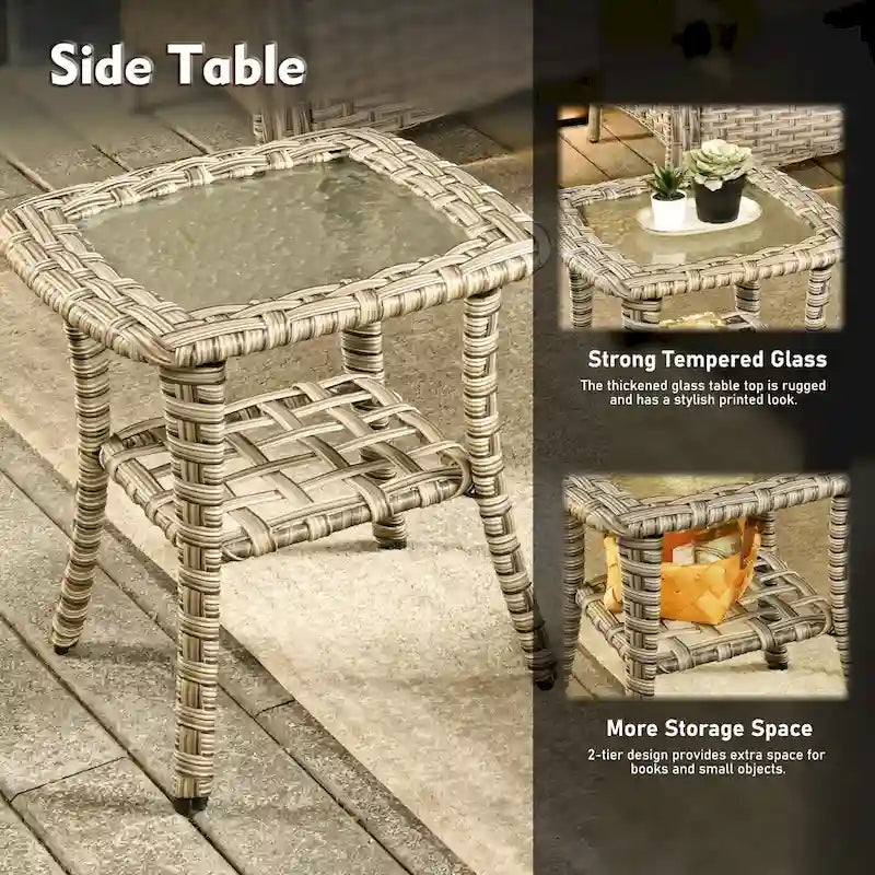 Ensemble de mobilier de patio extérieur XIZZI 7 pièces avec canapé de conversation et foyer