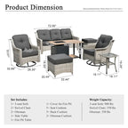 Ensemble de mobilier de patio extérieur XIZZI 7 pièces avec canapé de conversation et foyer