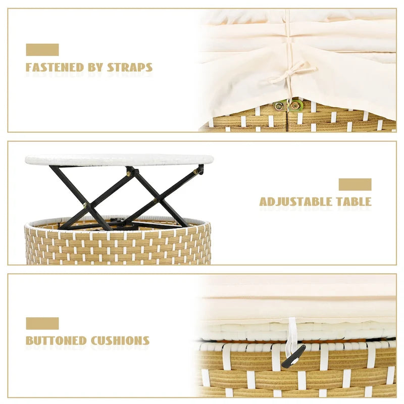 Ensemble de canapés d'angle ronds pour patio