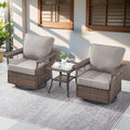 Gymojoy Ensemble table et chaises pivotantes d'extérieur 3 pièces - Marron