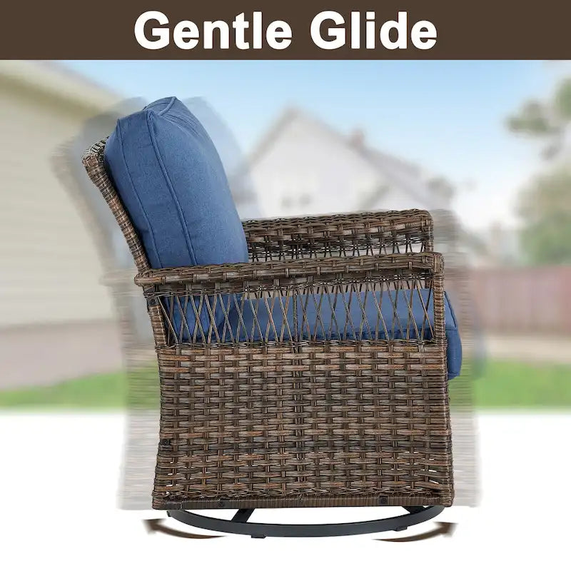 Gymojoy Ensemble table et chaises pivotantes d'extérieur 3 pièces - Marron