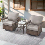 Gymojoy Ensemble table et chaises pivotantes d'extérieur 3 pièces - Marron