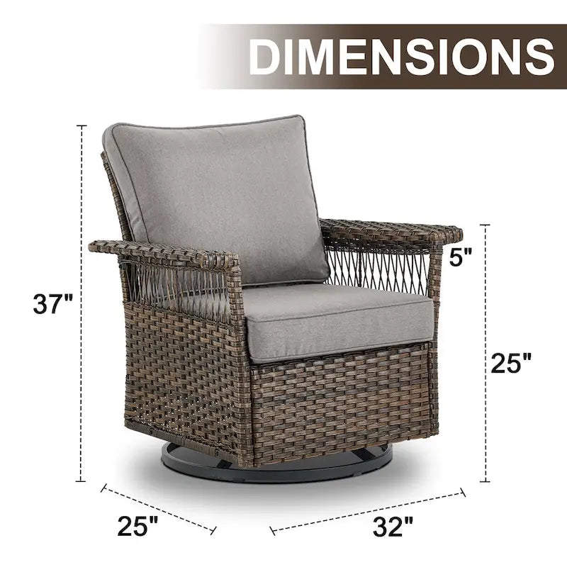 Gymojoy Ensemble table et chaises pivotantes d'extérieur 3 pièces - Marron