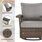 Gymojoy Ensemble table et chaises pivotantes d'extérieur 3 pièces - Marron