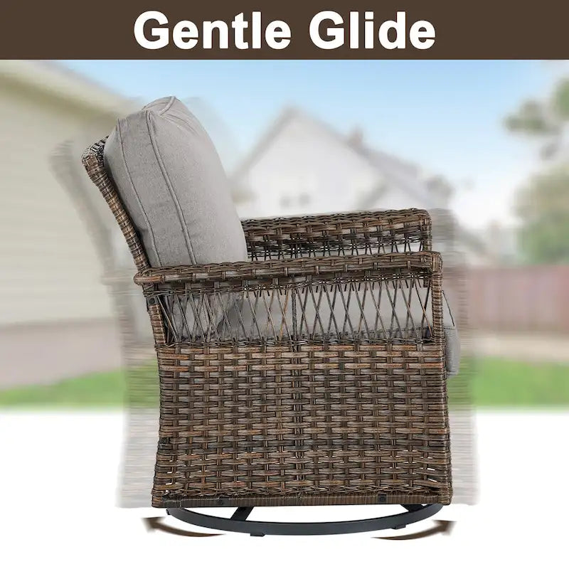 Gymojoy Ensemble table et chaises pivotantes d'extérieur 3 pièces - Marron
