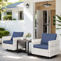 Fauteuil à bascule en rotin PE, table d'appoint avec plateau en verre - Gris clair