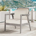 Fauteuil club de jardin en bois d'acacia, mobilier de terrasse, coussin épais imperméable, assise profonde pour porche, jardin, cour