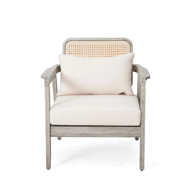 Fauteuil club de jardin en bois d'acacia, mobilier de terrasse, coussin épais imperméable, assise profonde pour porche, jardin, cour