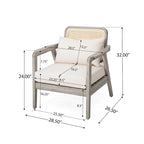 Fauteuil club de jardin en bois d'acacia, mobilier de terrasse, coussin épais imperméable, assise profonde pour porche, jardin, cour