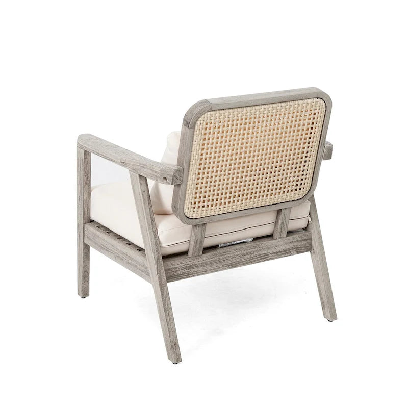 Fauteuil club de jardin en bois d'acacia, mobilier de terrasse, coussin épais imperméable, assise profonde pour porche, jardin, cour