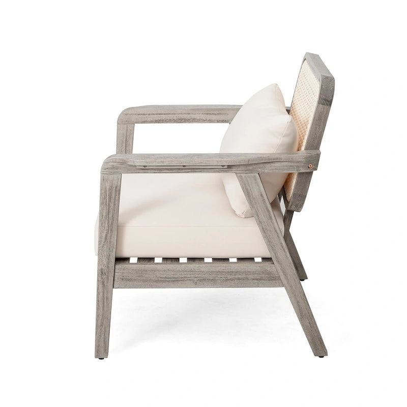 Fauteuil club de jardin en bois d'acacia, mobilier de terrasse, coussin épais imperméable, assise profonde pour porche, jardin, cour
