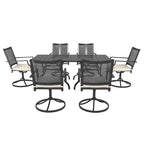Table de salle à manger carrée en acier avec chaise (ensemble de 6)