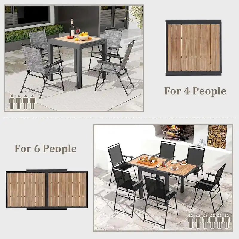 Table de patio extensible d'extérieur 31,5-63 cm avec support en L inclus
