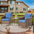 Chaises de jardin en rotin style bistro, table basse - Marron