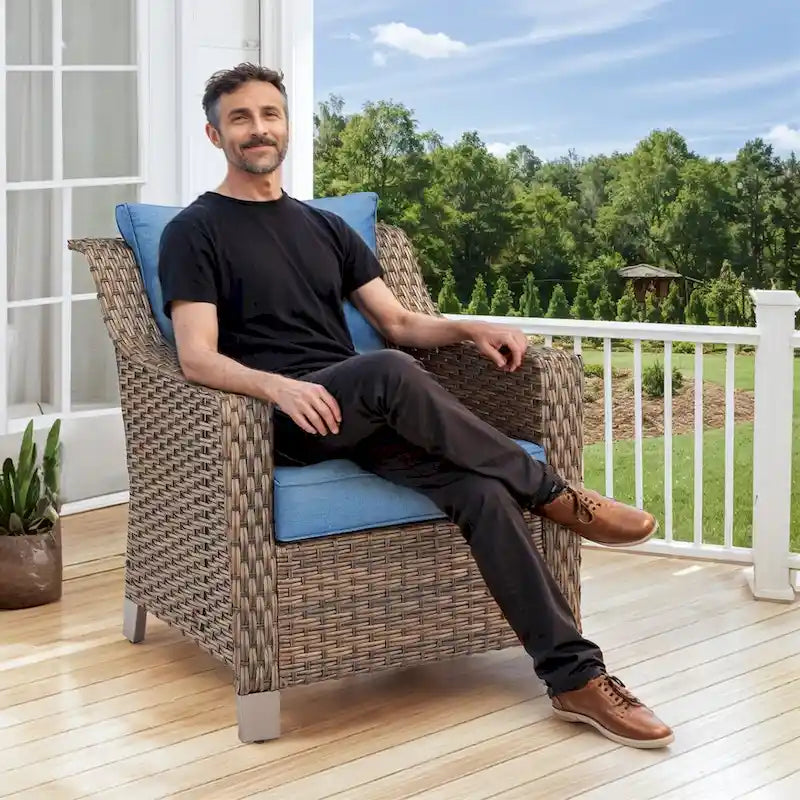 Chaises de jardin en rotin style bistro, table basse - Marron