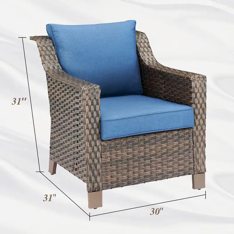 Chaises de jardin en rotin style bistro, table basse - Marron