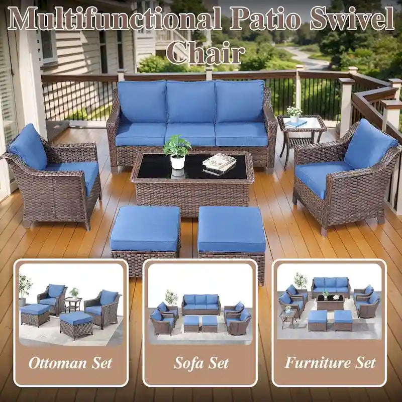 Chaises de jardin en rotin style bistro, table basse - Marron