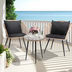 Ensemble de 3 chaises de conversation en rotin résistant aux intempéries Moasis pour jardin - 3 pièces