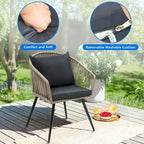 Ensemble de 3 chaises de conversation en rotin résistant aux intempéries Moasis pour jardin - 3 pièces