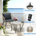Ensemble de 3 chaises de conversation en rotin résistant aux intempéries Moasis pour jardin - 3 pièces
