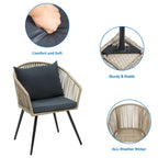 Ensemble de 3 chaises de conversation en rotin résistant aux intempéries Moasis pour jardin - 3 pièces