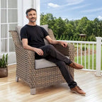 Ensemble fauteuil et repose-pieds d'extérieur avec table basse - Marron