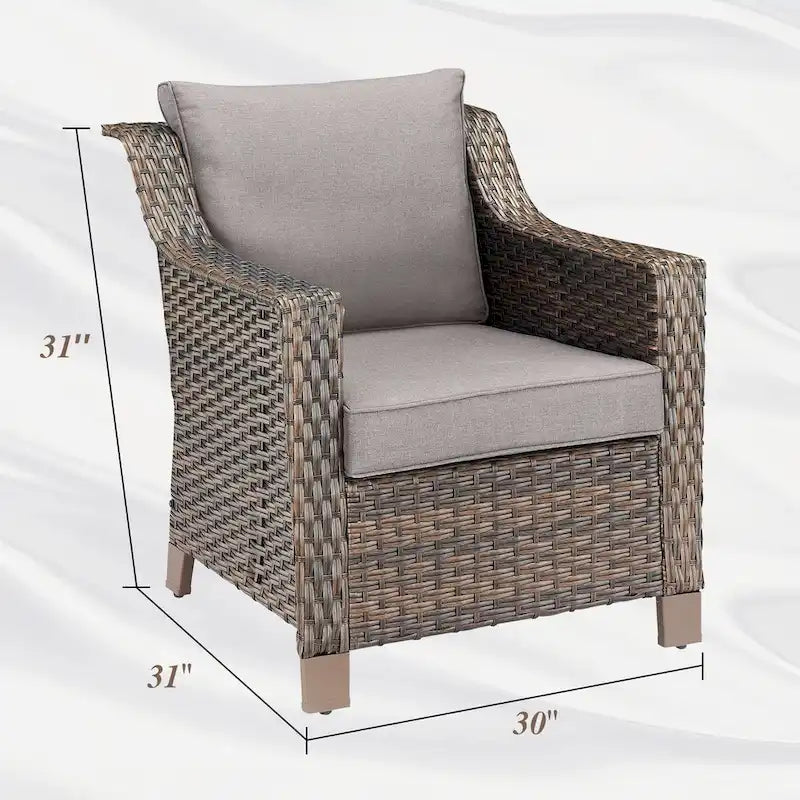 Ensemble fauteuil et repose-pieds d'extérieur avec table basse - Marron