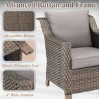 Ensemble fauteuil et repose-pieds d'extérieur avec table basse - Marron