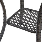 Ensemble fauteuil et repose-pieds d'extérieur avec table basse - Marron